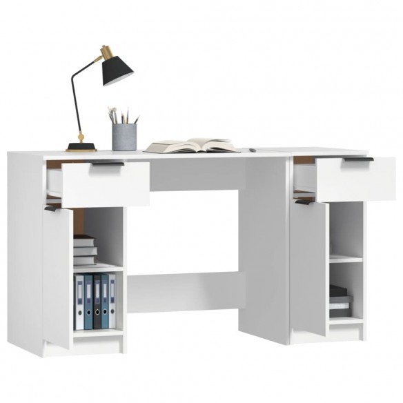 Bureau avec armoire latérale Blanc  Bureau avec armoire latérale Blanc