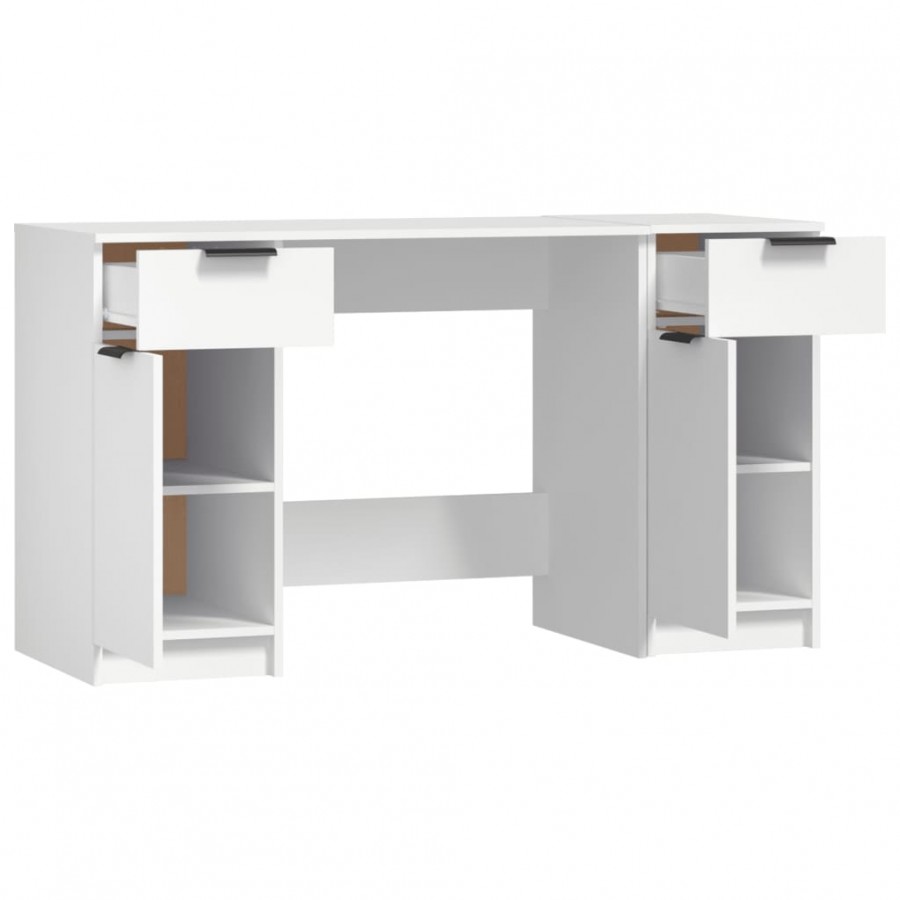 Bureau avec armoire latérale Blanc