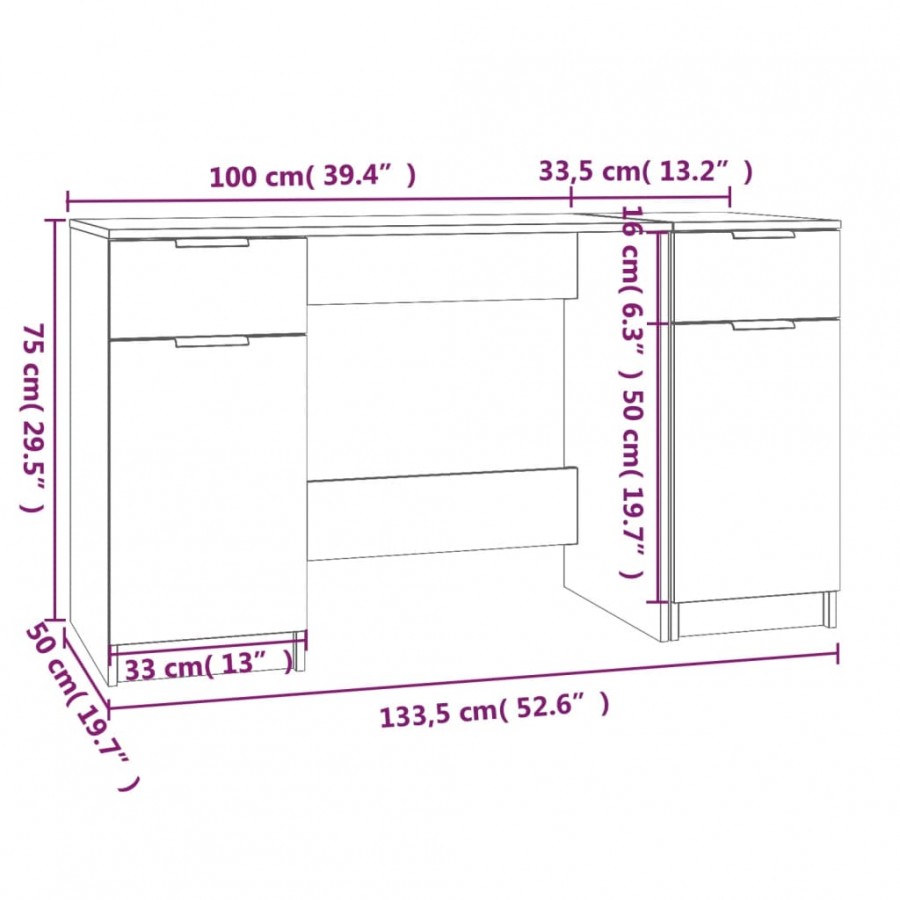 Bureau avec armoire latérale Blanc