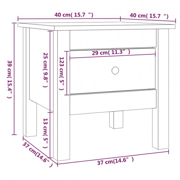 Table d'appoint Gris 40x40x39 cm Bois massif de pin Table d'appoint Gris 40x40x39 cm Bois massif de pin