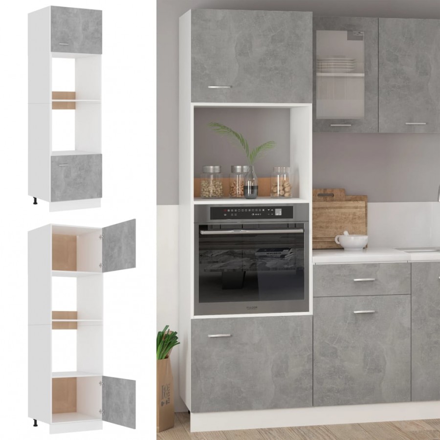 Armoire à micro-ondes Gris béton 60x57x207 cm Aggloméré