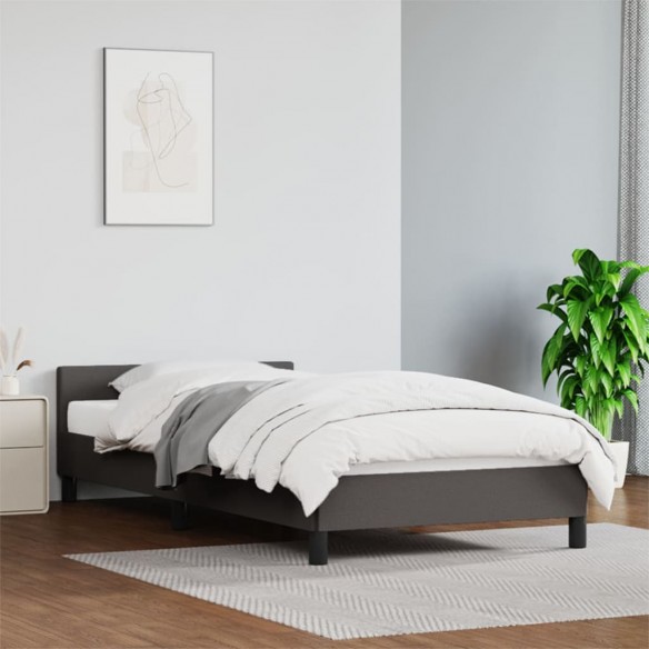 Lit avec tête de lit Gris 100x200 cm Similicuir