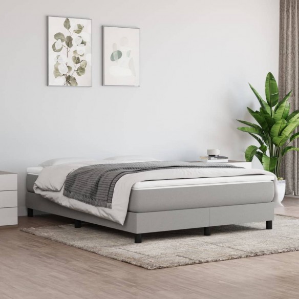 Lit Gris clair 140x200 cm Tissu