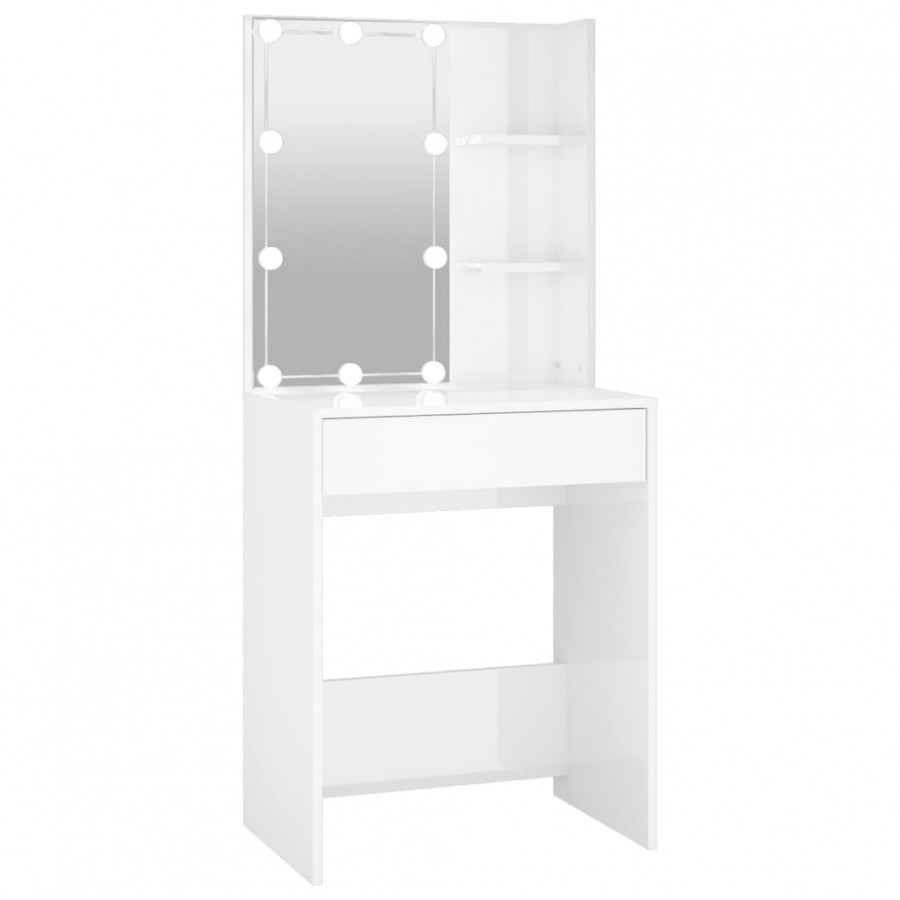 Coiffeuse avec LED Blanc brillant 60x40x140 cm