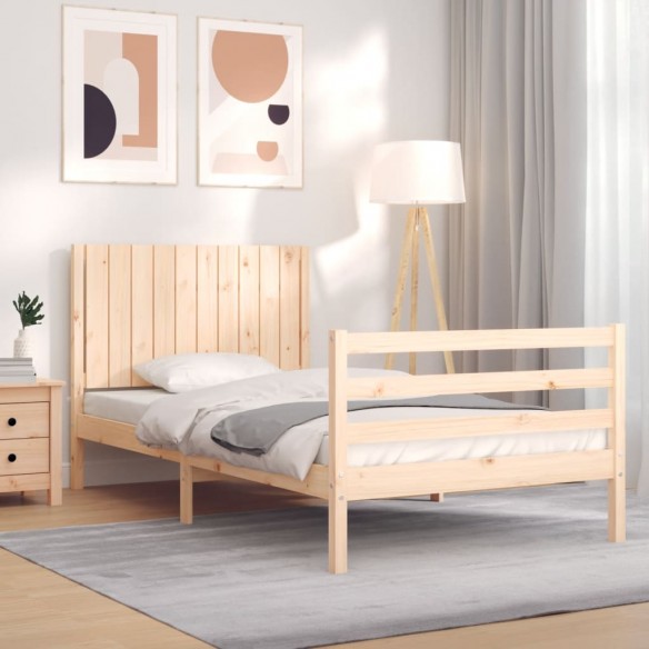 Lit et tête de lit 100x200 cm bois massif
