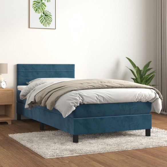 Lit avec matelas Bleu foncé 90x190 cm