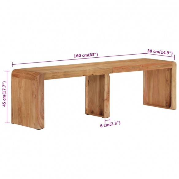 Banc 160x38x45 cm bois massif d'acacia Banc 160x38x45 cm bois massif d'acacia