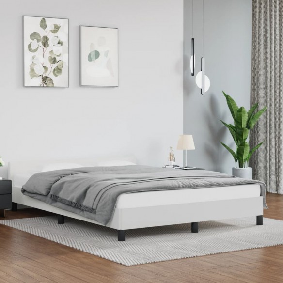 Lit avec tête de lit Blanc 140x200 cm Similicuir