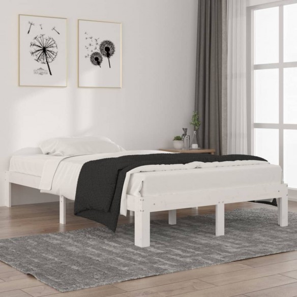 Lit Blanc Bois de pin massif 120x200 cm