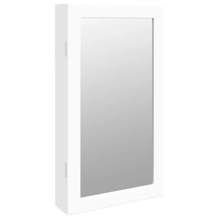 Armoire à bijoux avec miroir et éclairage LED mural blanc 2
