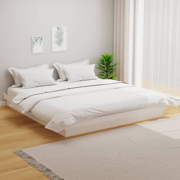 Lit blanc bois massif 200x200 cm