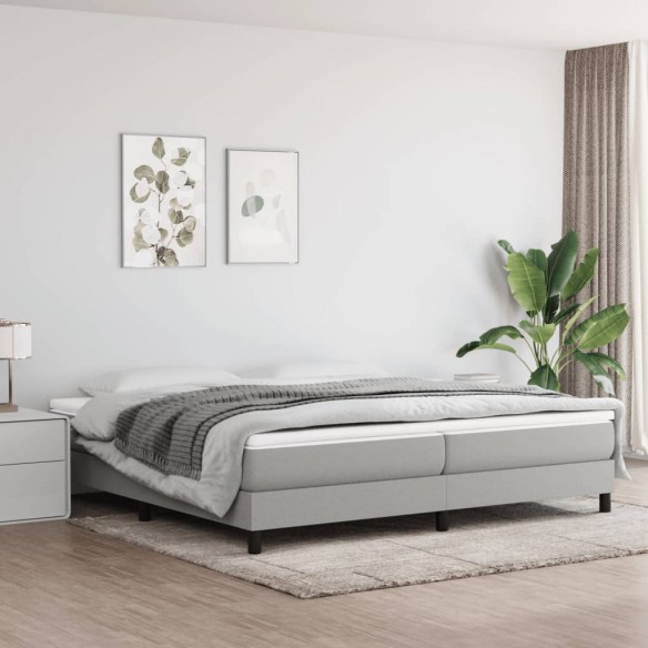 Lit Gris clair 200x200 cm Tissu