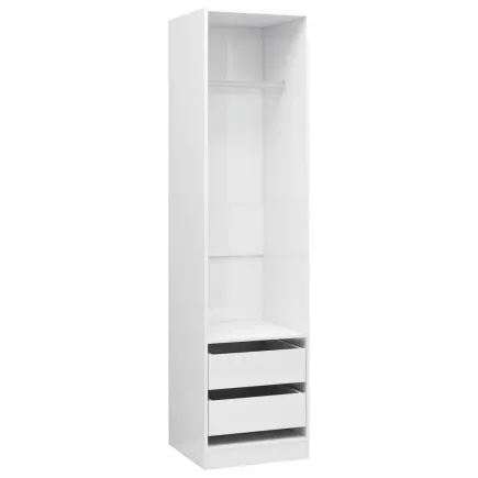 Garde-robe avec tiroirs Blanc brillant 50x50x200 cm Aggloméré 2