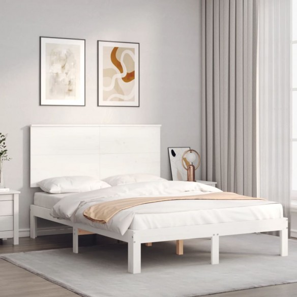 Lit avec tête de lit blanc 120x200 cm bois massif