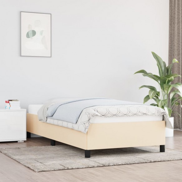 Lit Crème 90 x 200 cm Tissu