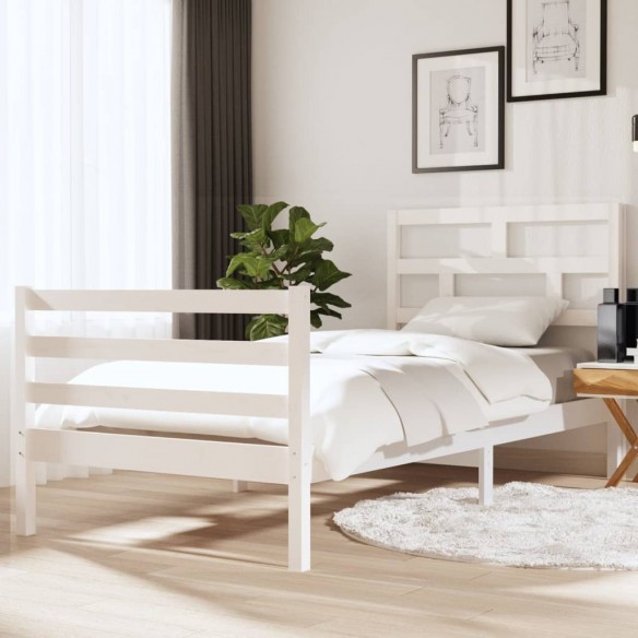 Lit Blanc Bois massif 90x190 cm Simple