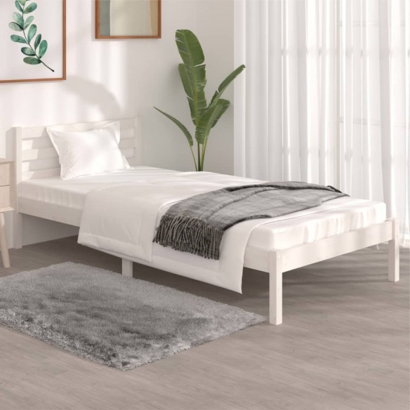 Lit Bois de pin massif 90x190 cm Blanc simple