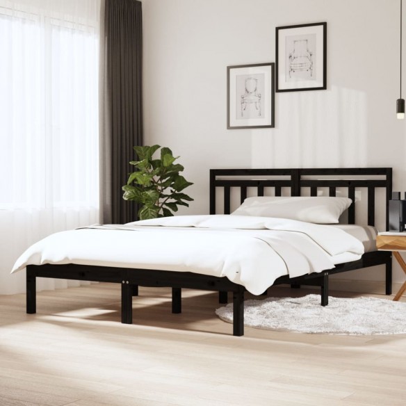 Lit Noir Bois massif 120x190 cm Petit Double
