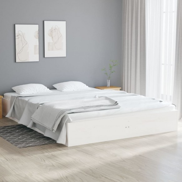 Lit blanc bois massif 135x190 cm double