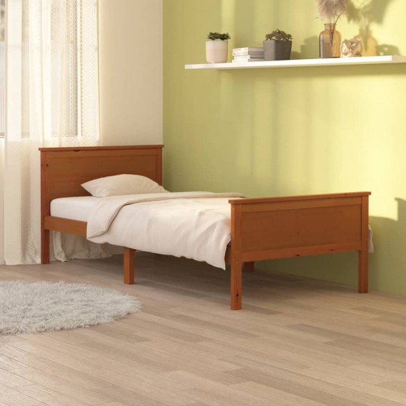 Lit Marron miel Bois de pin massif 90x200 cm