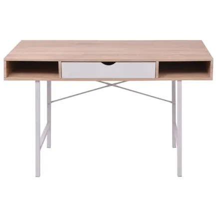 Bureau avec 1 compartiment Chêne et blanc 2