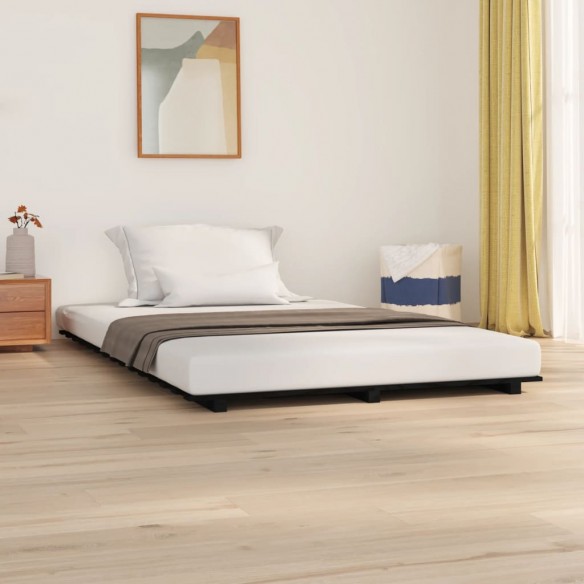 Lit Noir 120x190 cm Bois de pin massif