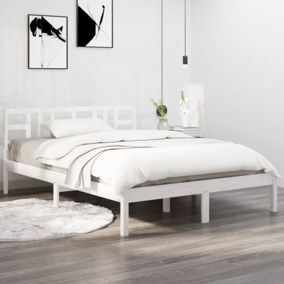 Lit Blanc Bois massif 140x200 cm