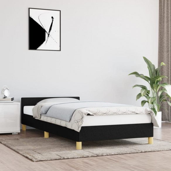 Lit avec tête de lit Noir 80x200 cm Tissu