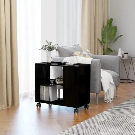 Table d'appoint Noir brillant 70x35x55 cm