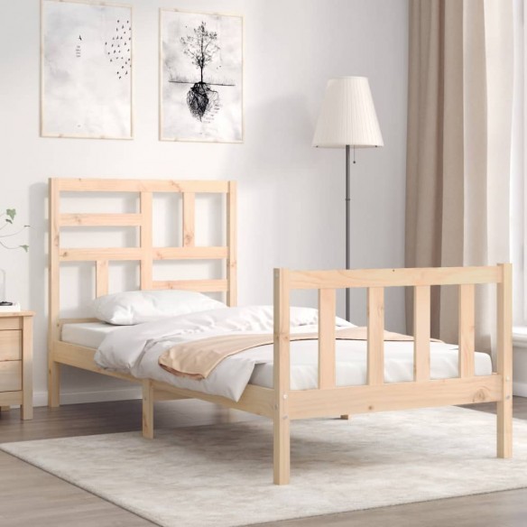 Lit avec tête de lit 90x200 cm bois massif