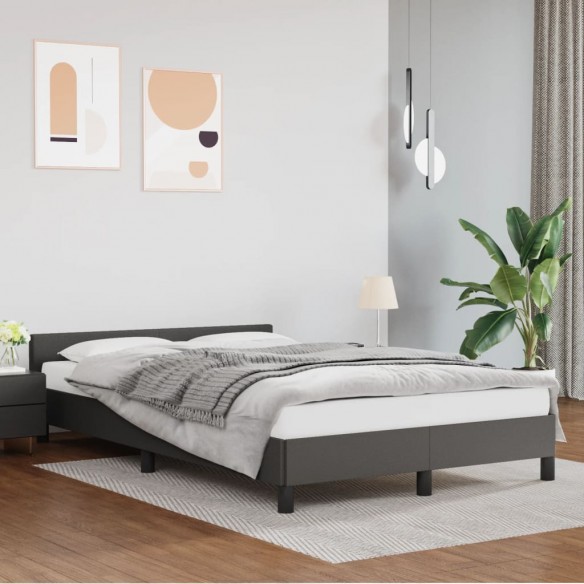 Lit avec tête de lit Gris 120x200 cm Similicuir