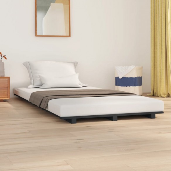 Lit Gris 90x200 cm Bois de pin massif