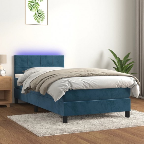 Lit et matelas et LED Bleu foncé 80x200 cm