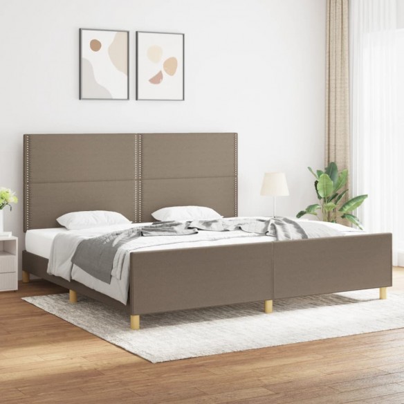 Lit avec tête de lit Taupe 200x200 cm Tissu