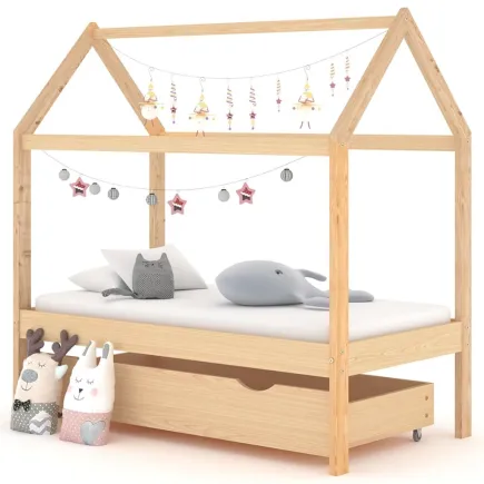 Lit d'enfant avec tiroir Bois de pin massif 70x140 cm