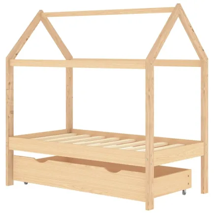 Lit d'enfant avec tiroir Bois de pin massif 70x140 cm 2