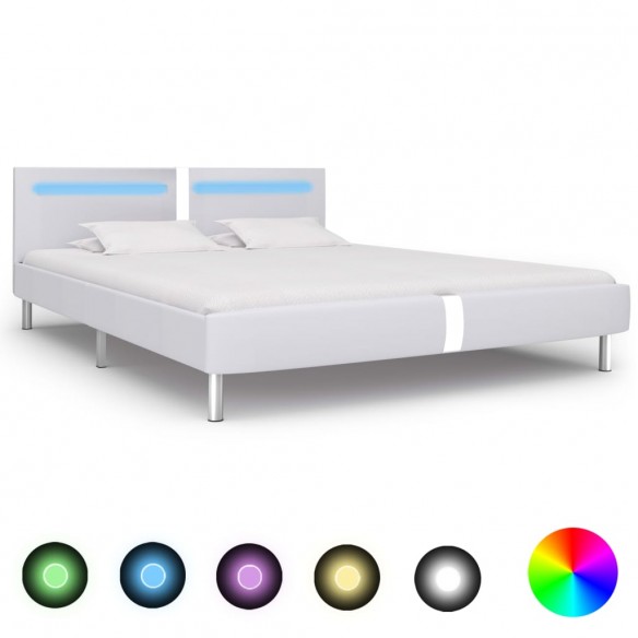 Lit avec LED Blanc Similicuir 180 x 200 cm