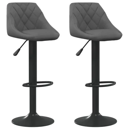 Tabourets de bar lot de 2 gris foncé velours 2