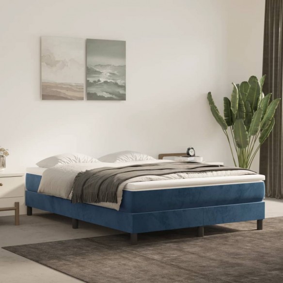 Lit Bleu foncé 140x200 cm Velours