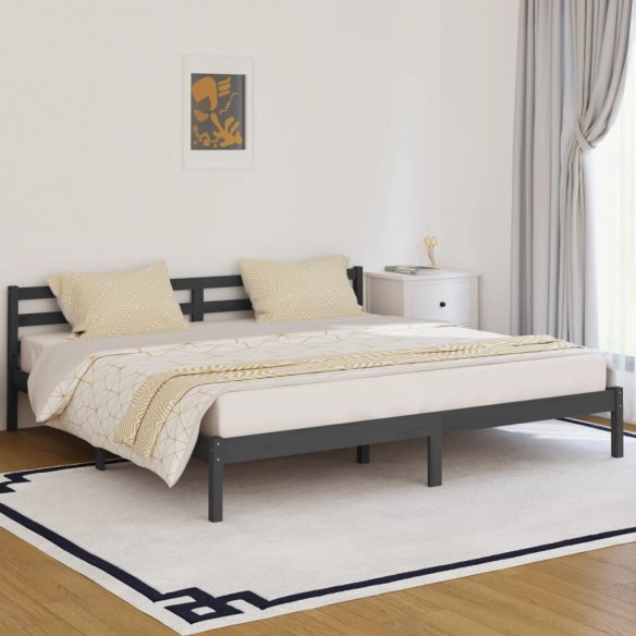 Lit Bois massif de pin 200x200 cm Gris