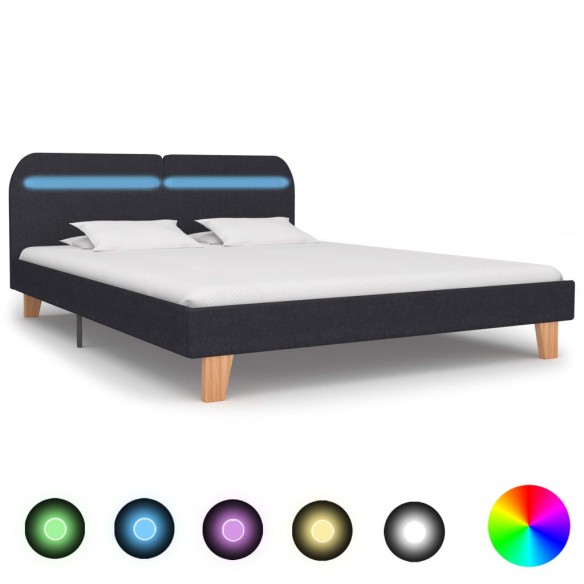 Lit avec LED Gris foncé Tissu 180 x 200 cm