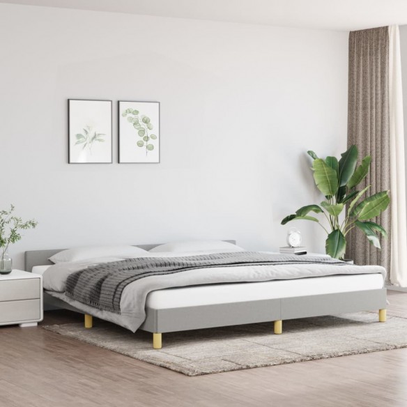 Lit avec tête de lit Gris clair 200x200 cm Tissu