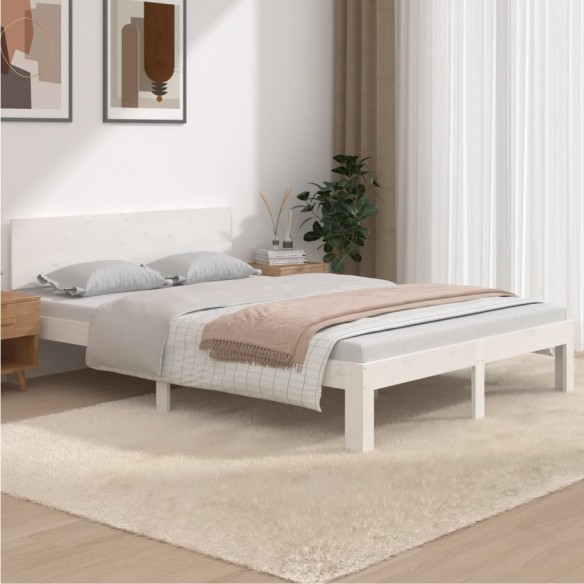 Lit Blanc Bois massif 150x200 cm Très grand