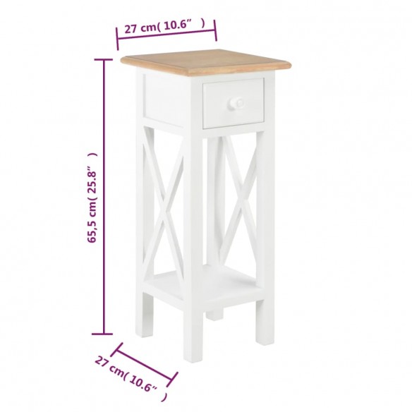 Table d'appoint Blanc 27 x 27 x 65,5 cm Bois Table d'appoint Blanc 27 x 27 x 65,5 cm Bois