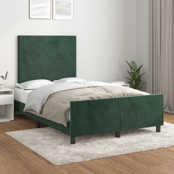 Lit avec tête de lit Vert foncé 120x200 cm Velours