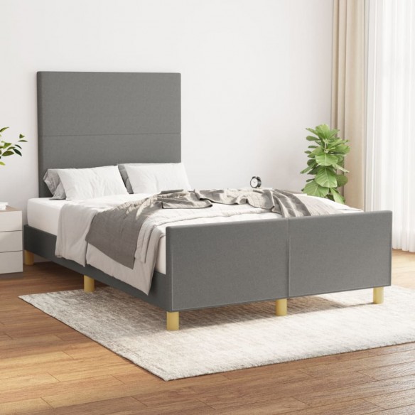 Lit avec tête de lit Gris foncé 120x200 cm Tissu