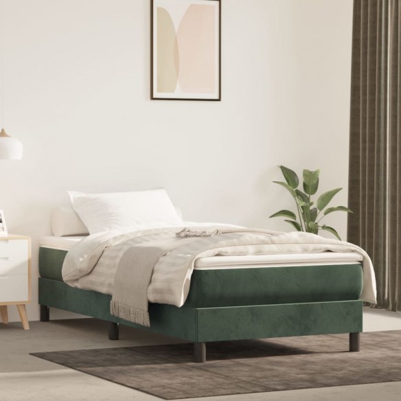 Lit avec matelas Vert foncé 90x200 cm