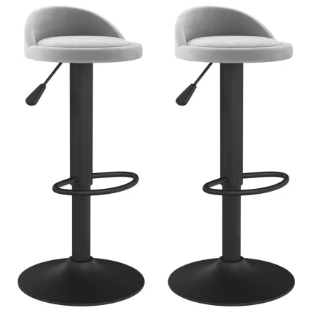 Tabourets de bar lot de 2 gris clair velours 2