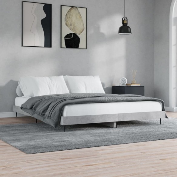 Lit gris béton 140x200 cm bois d'ingénierie