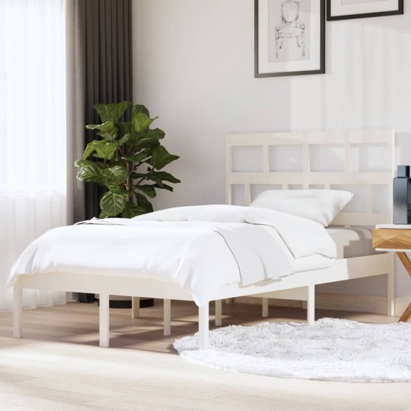 Lit Blanc Bois de pin massif 120x200 cm